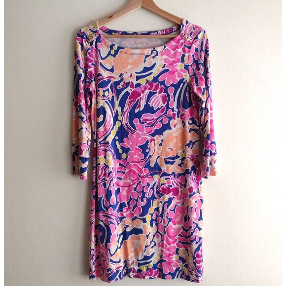Lilly Pulitzer Sofie Dress M Catch and Release Floral Print Stretch UPF 50 - Picture 10 of 10